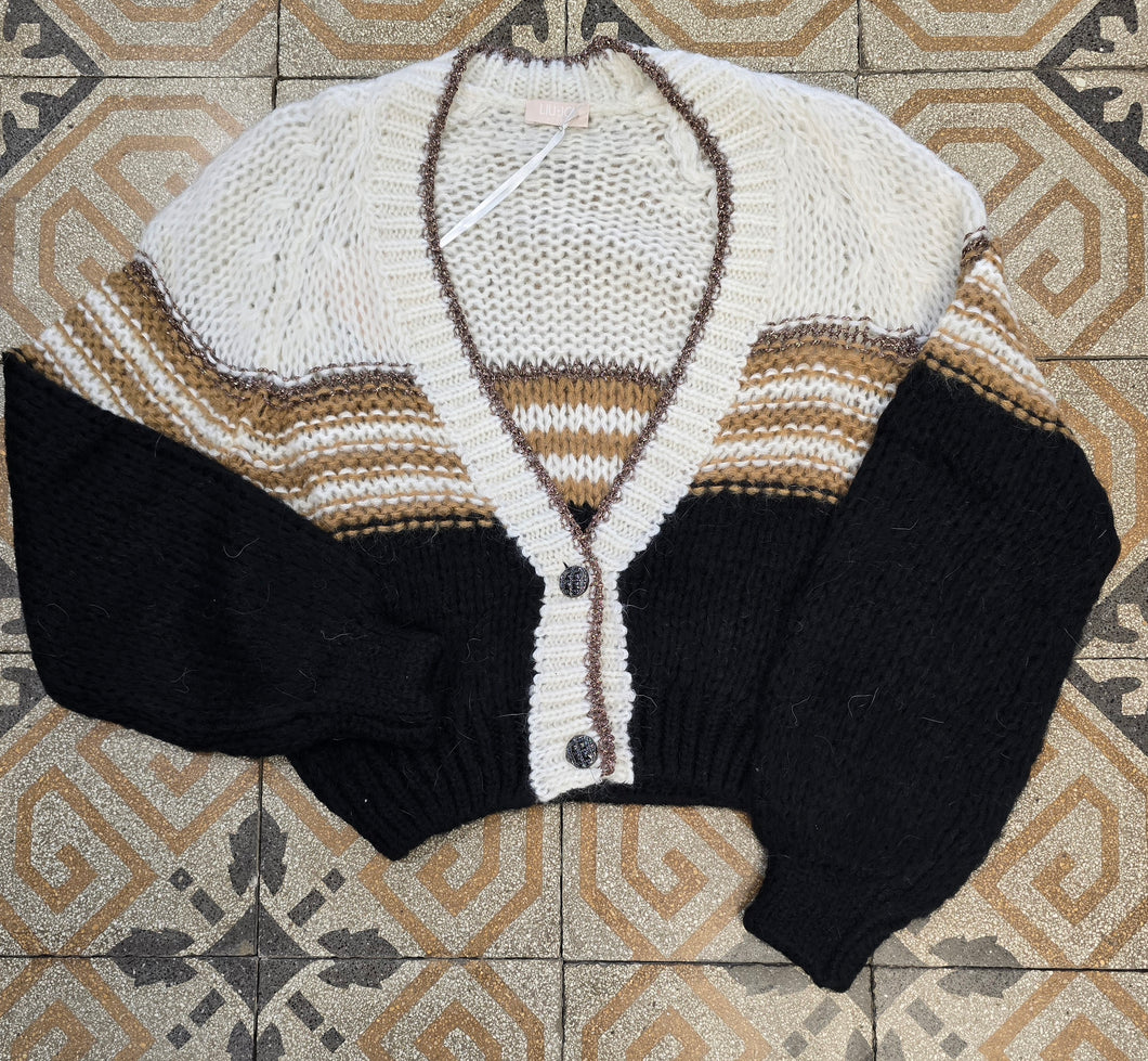 Cardigan Corto Balza Righe Taglia 42