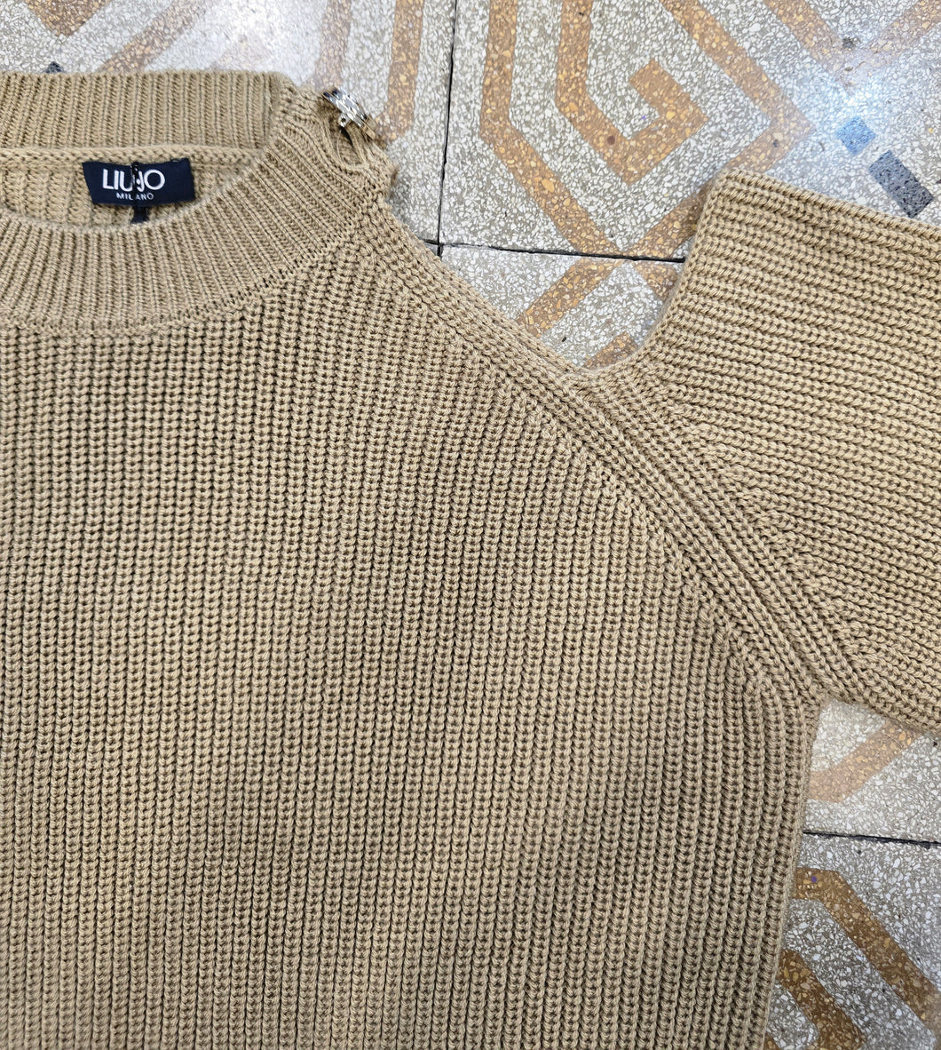 Maglia Coste Inglesi Scollo Spalla Bottone Gioiello