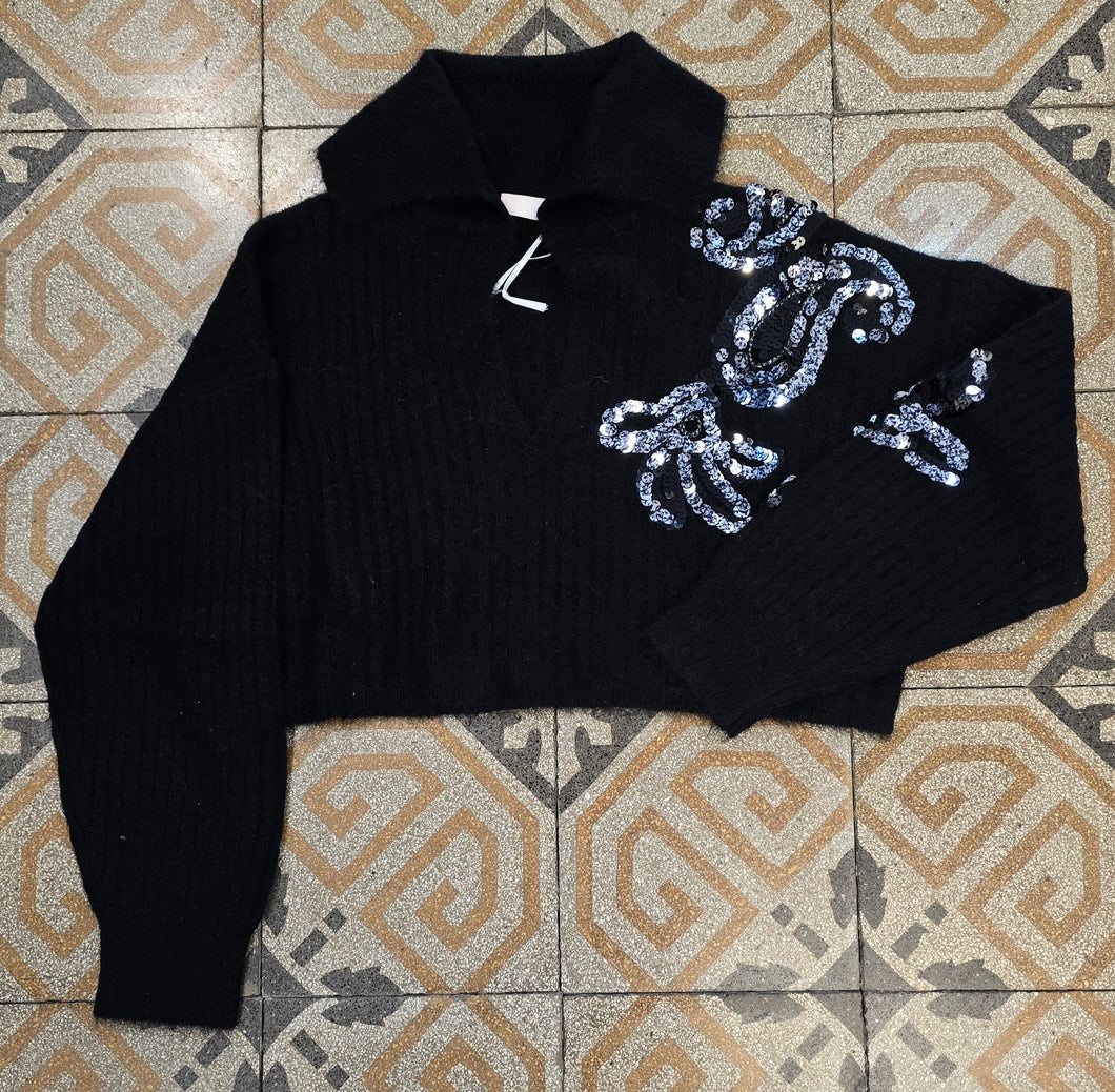 Maglia Corta Polo Paillettes Taglia 42