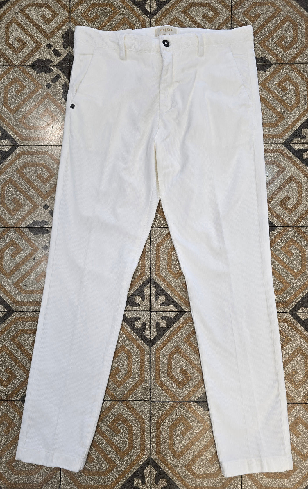 Pantalone Velluto Millerighe Chinos Bianco