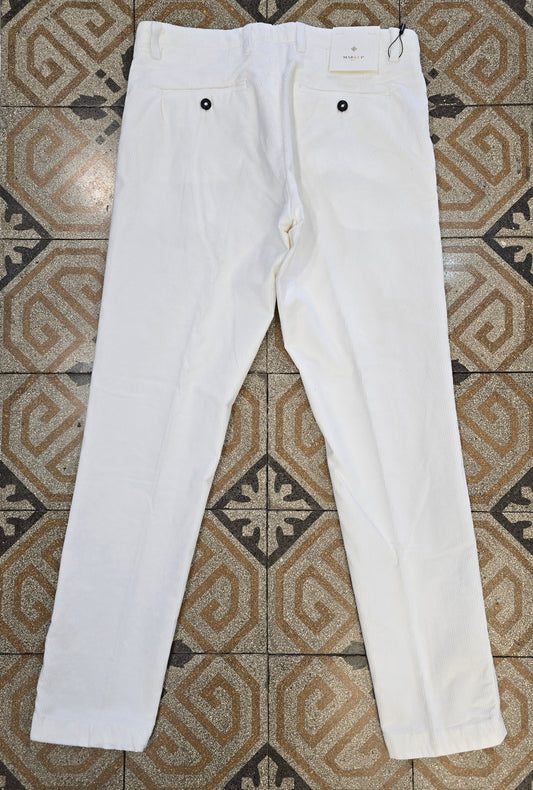 Pantalone Velluto Millerighe Chinos Bianco Regular