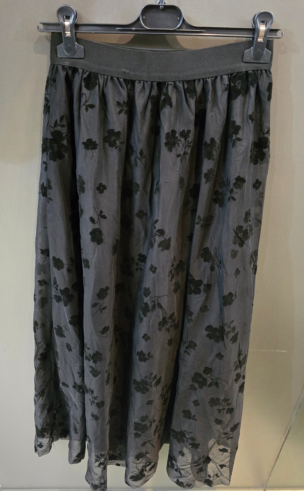 Gonna Lunga Elastico Fiori Vellutati