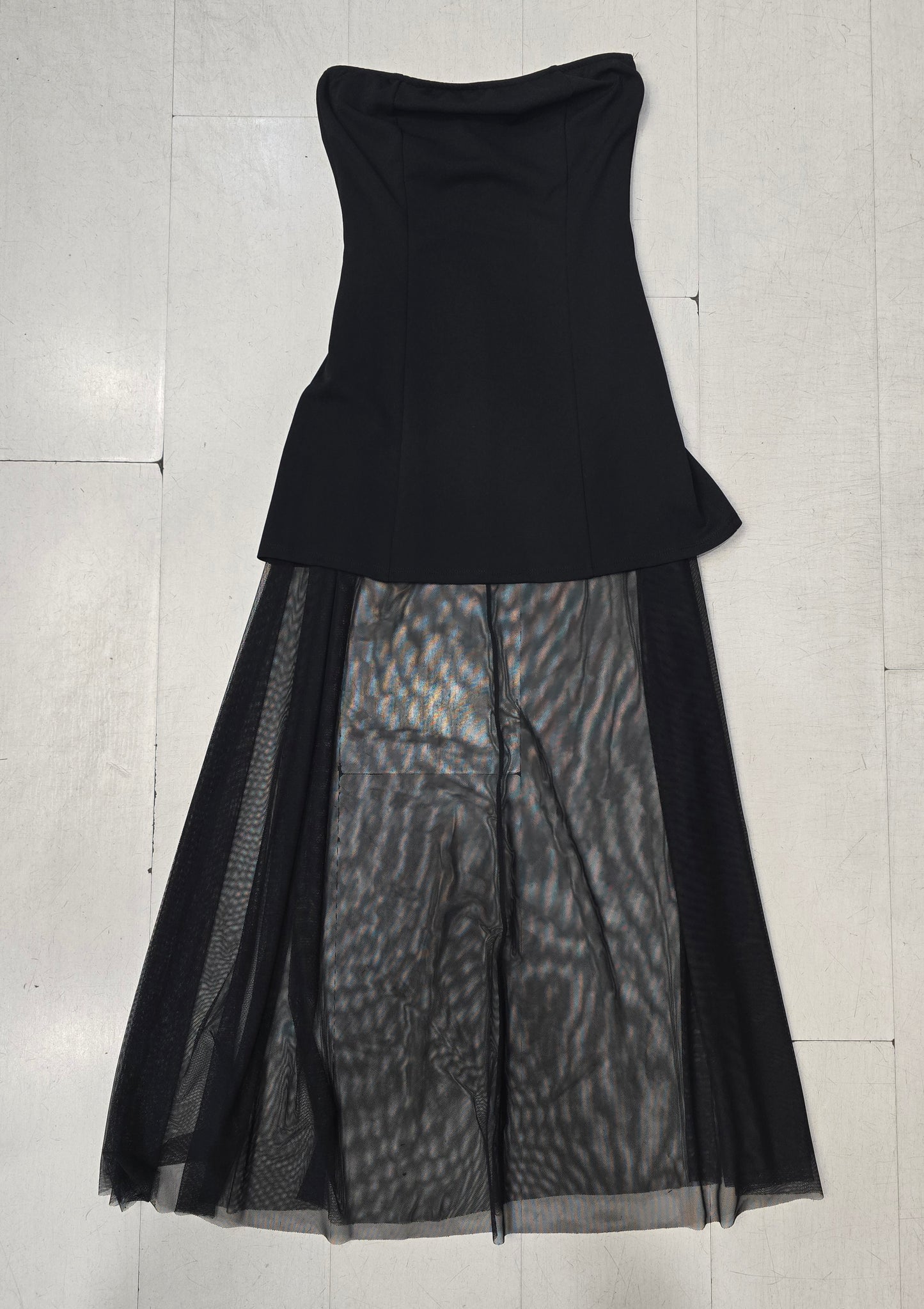 Abito Fascia Tubino Gonna Tulle Nero