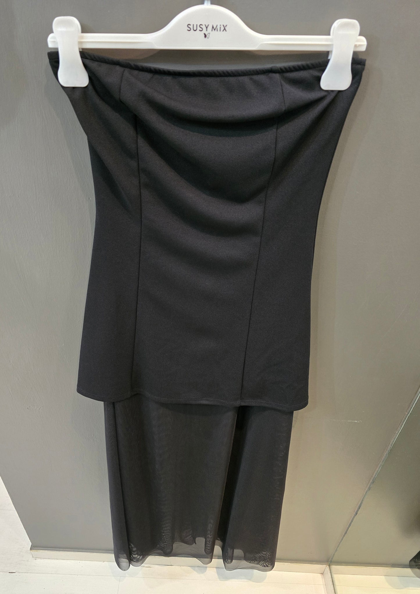 Abito Fascia Tubino Gonna Tulle Nero