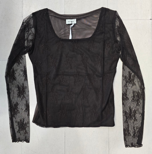 Maglia Pizzo Aderente Scollo Quadrato