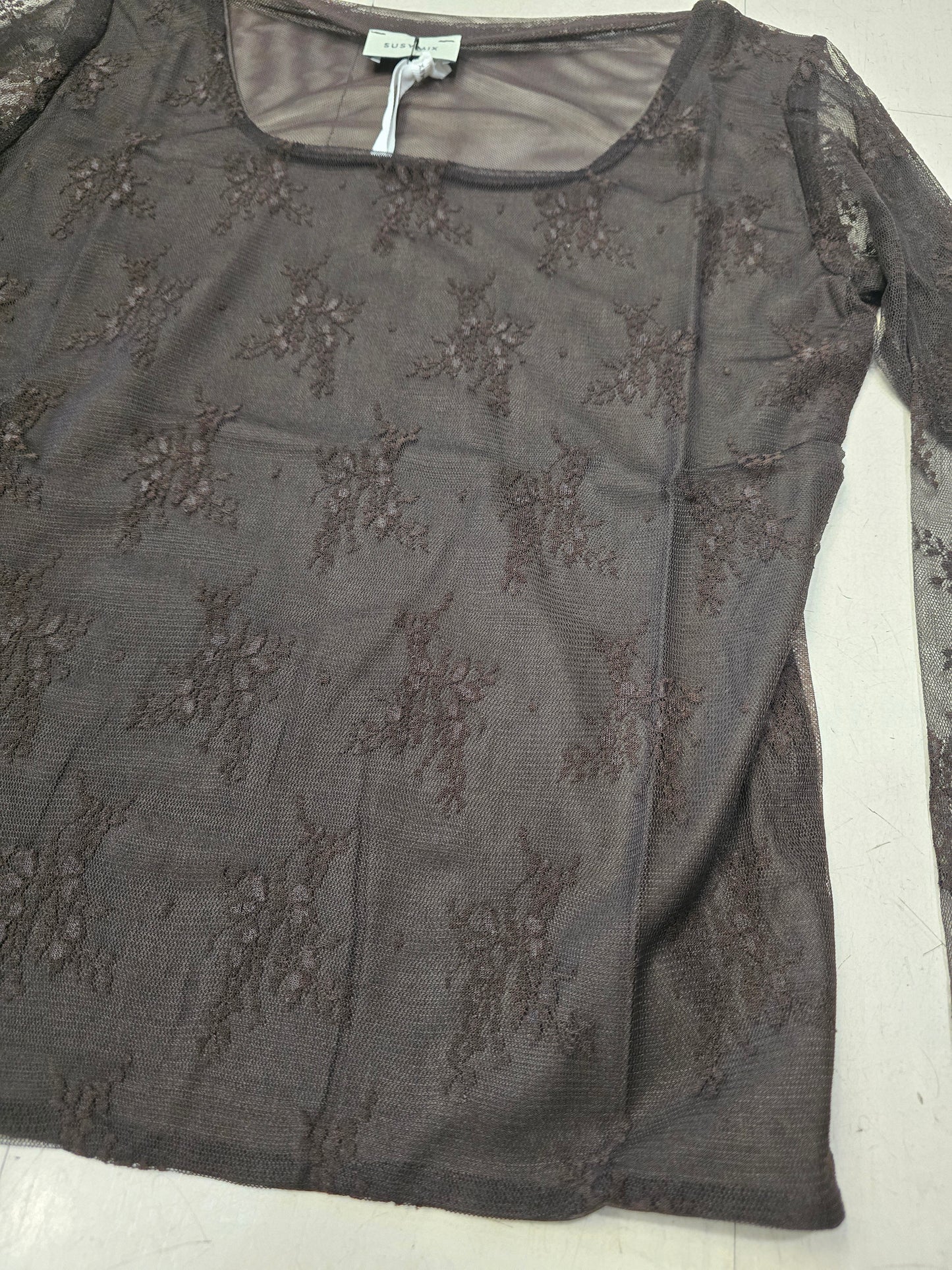 Maglia Pizzo Aderente Scollo Quadrato