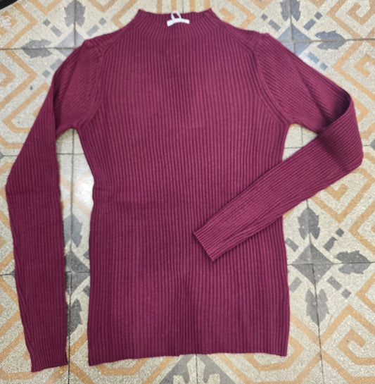 Maglia Costine Collo Lupetto Aderente