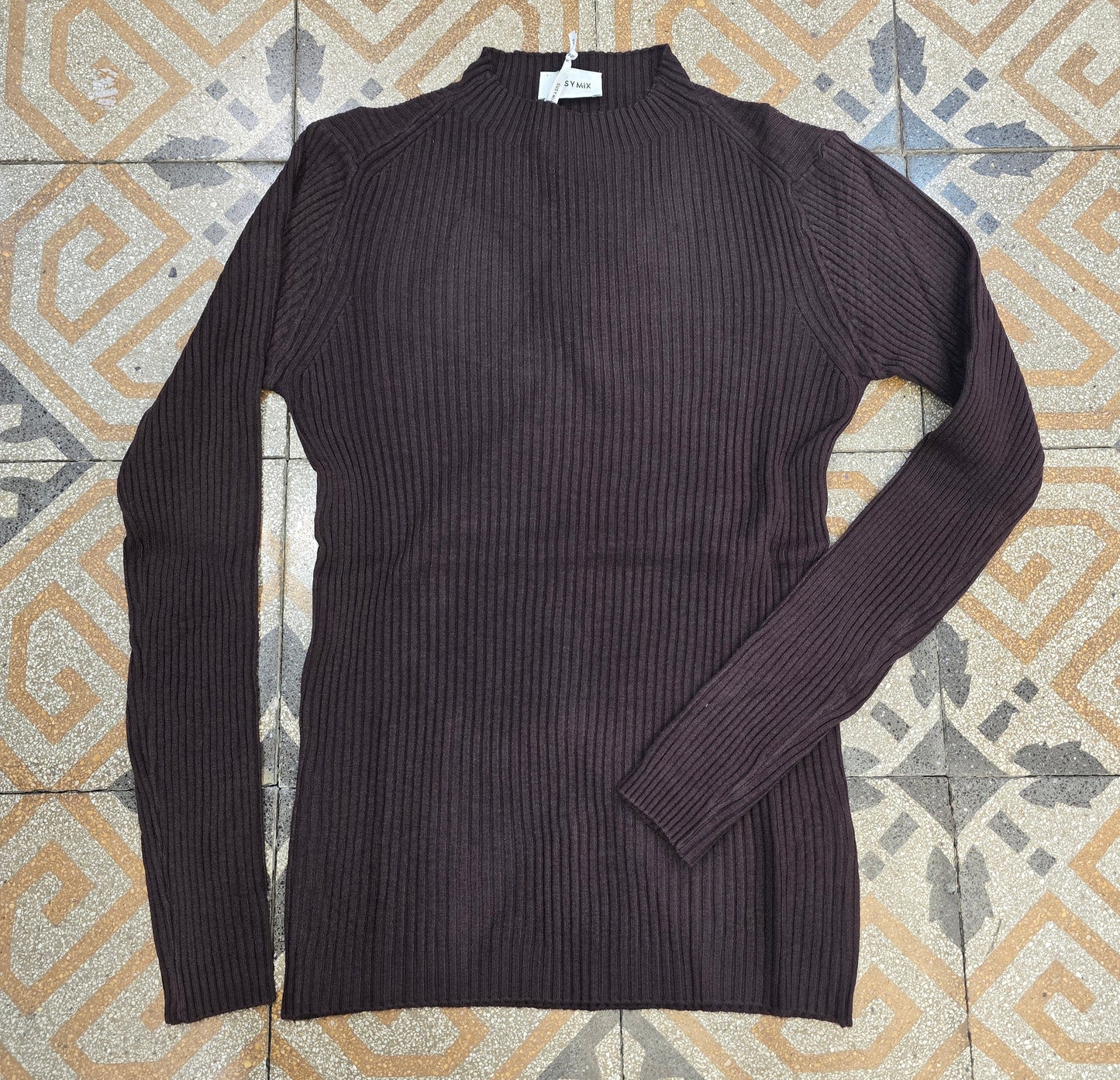 Maglia Costine Collo Lupetto Aderente