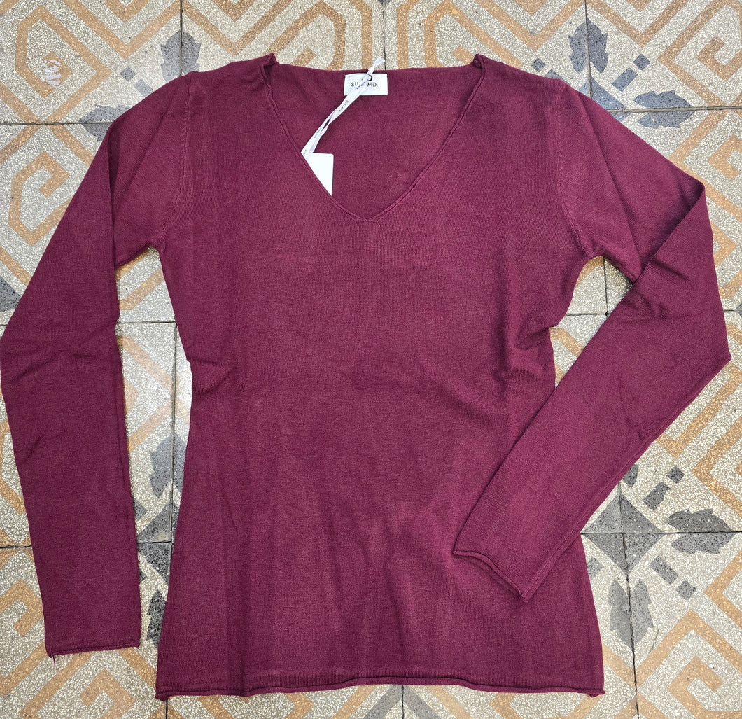 Maglia Scollo V Viscosa Aderente