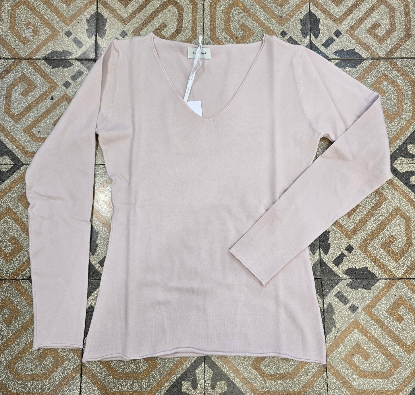 Maglia Scollo V Viscosa Calda Aderente