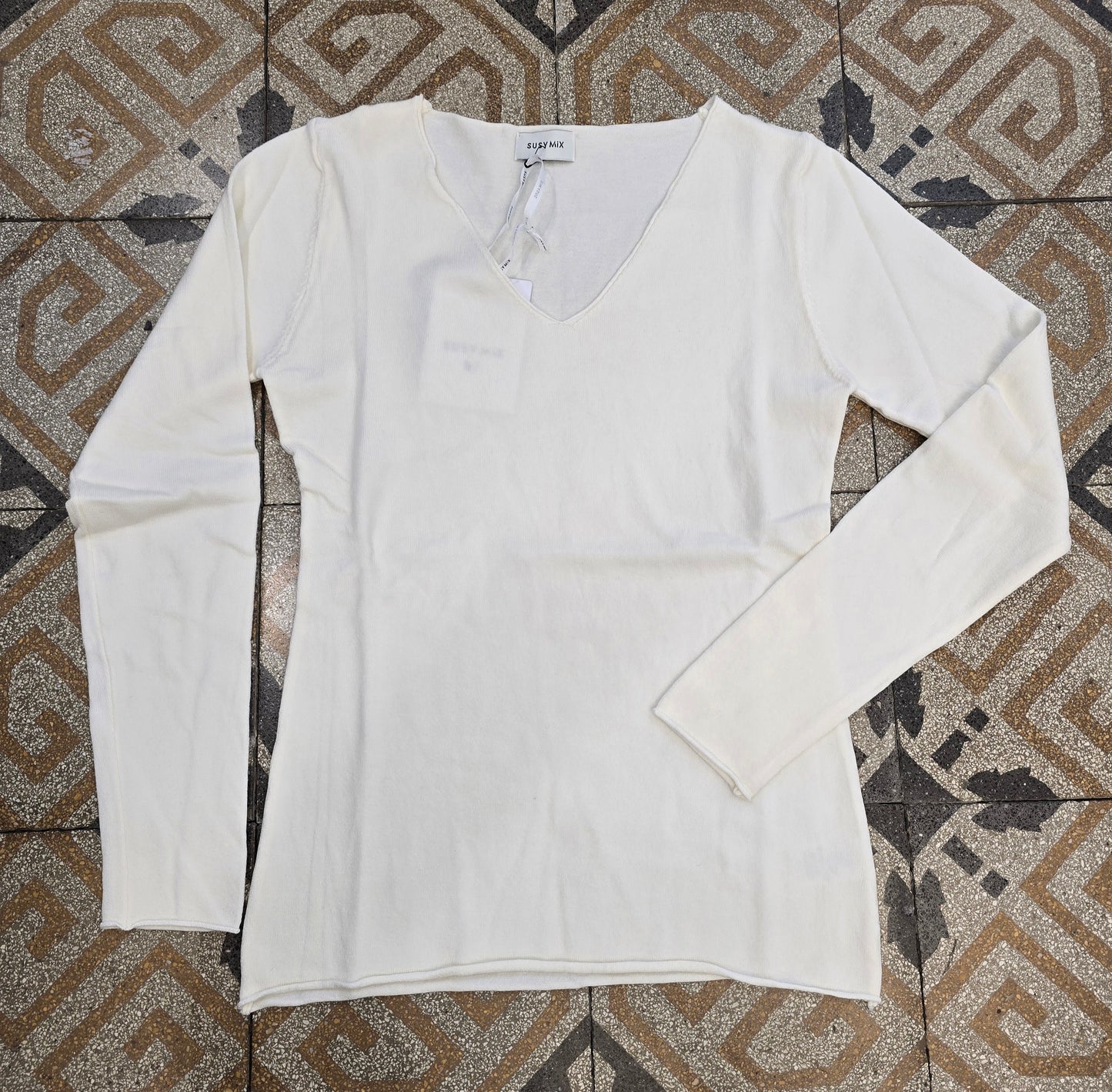 Maglia Scollo V Viscosa Calda Aderente