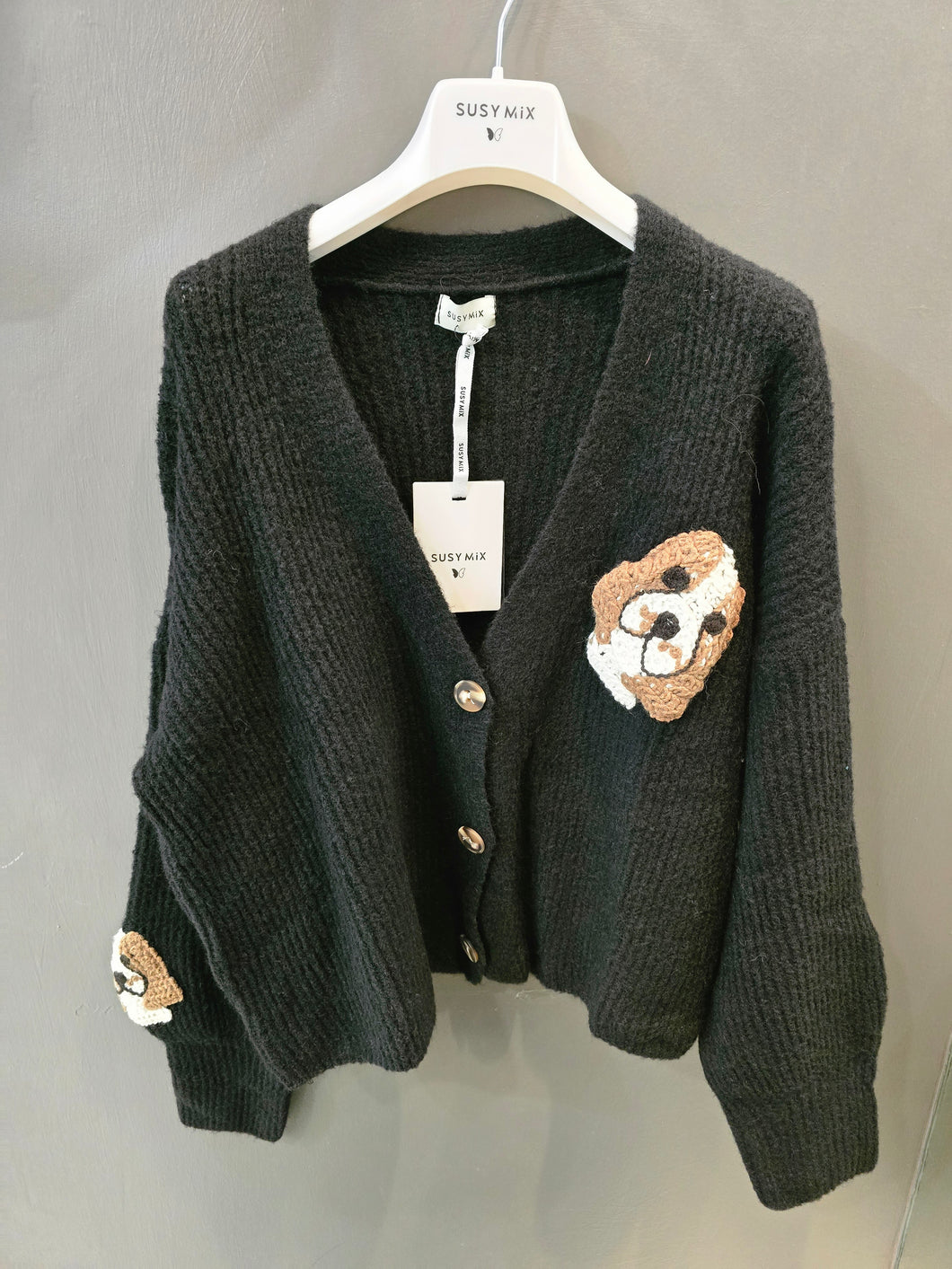 Cardigan Coste Ricamo Cane