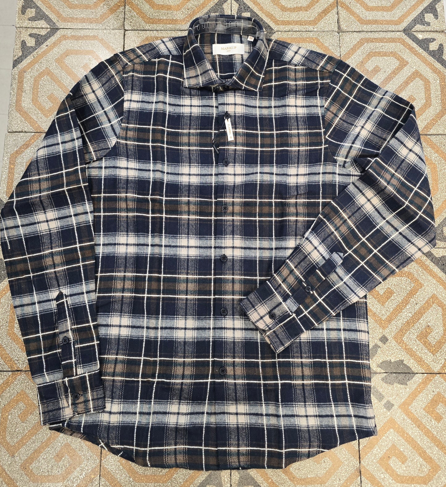 Camicia Flanella Cotone Quadrettoni Blu