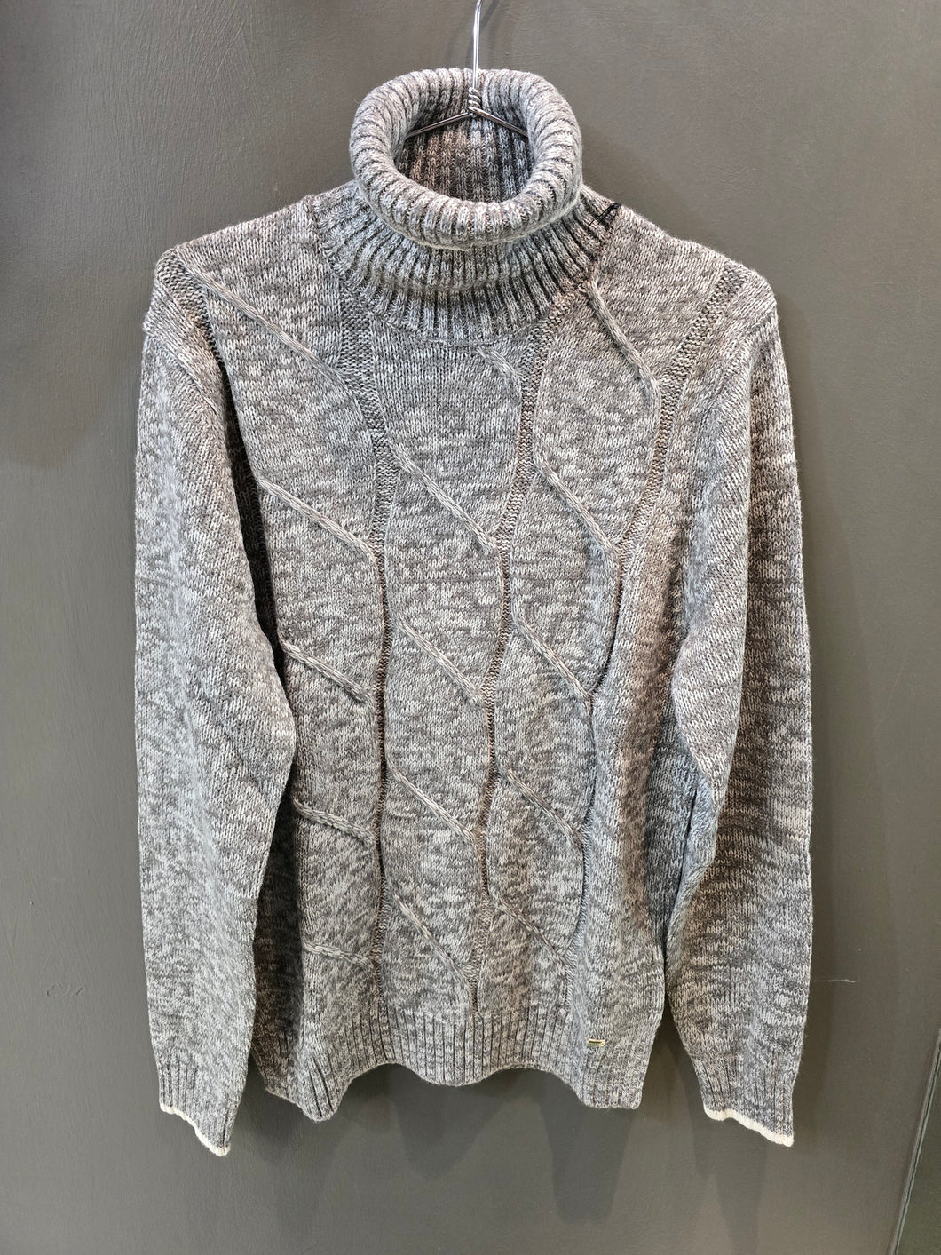 Maglia Collo Alto Treccia Larga Melange