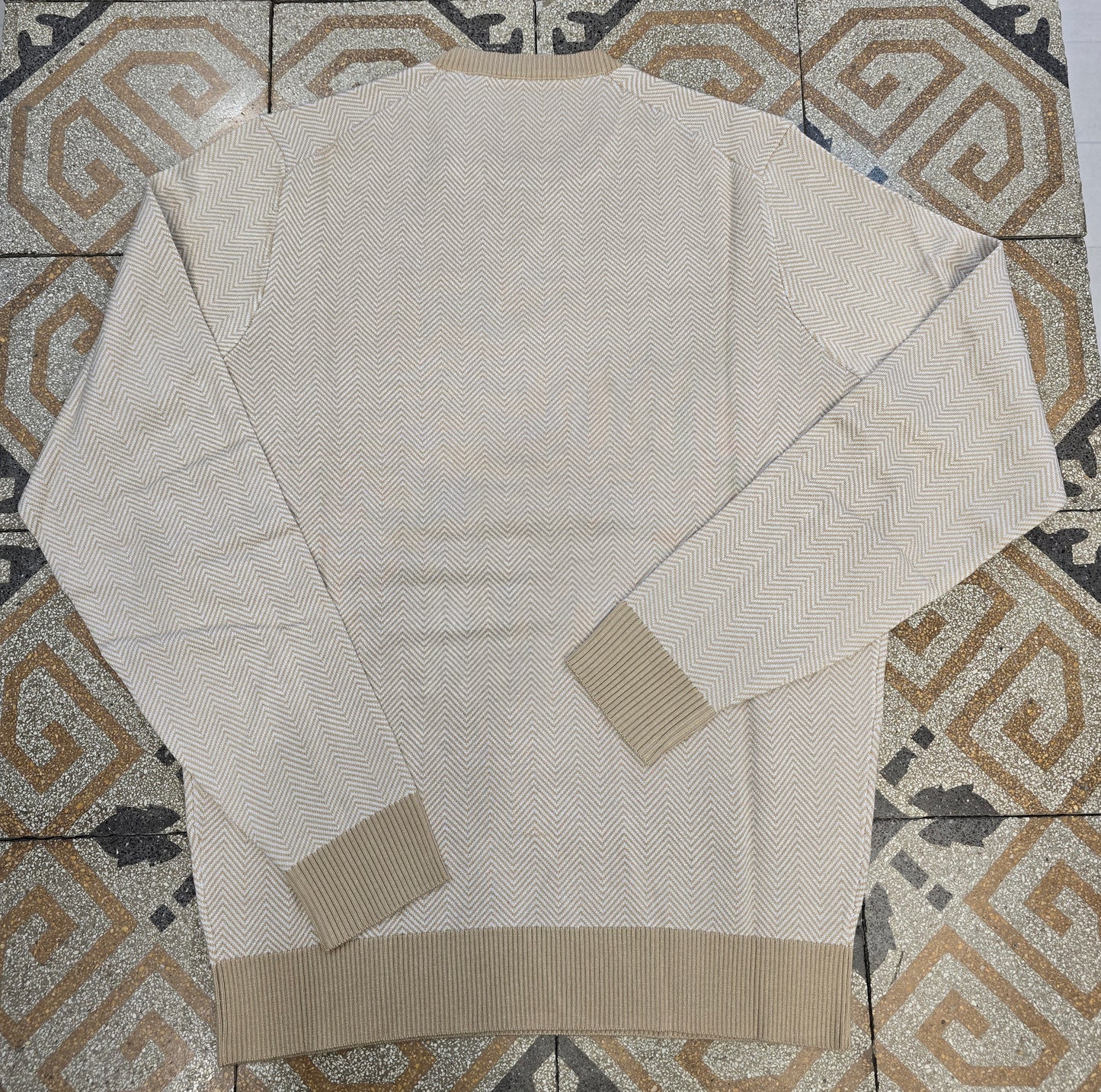 Maglia Paricollo Spigata Beige Bianco 80% Viscosa