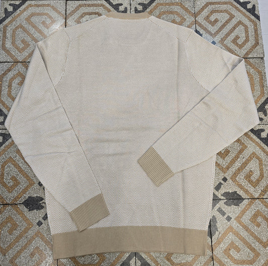 Maglia Paricollo Spigata Beige Bianco 80% Viscosa