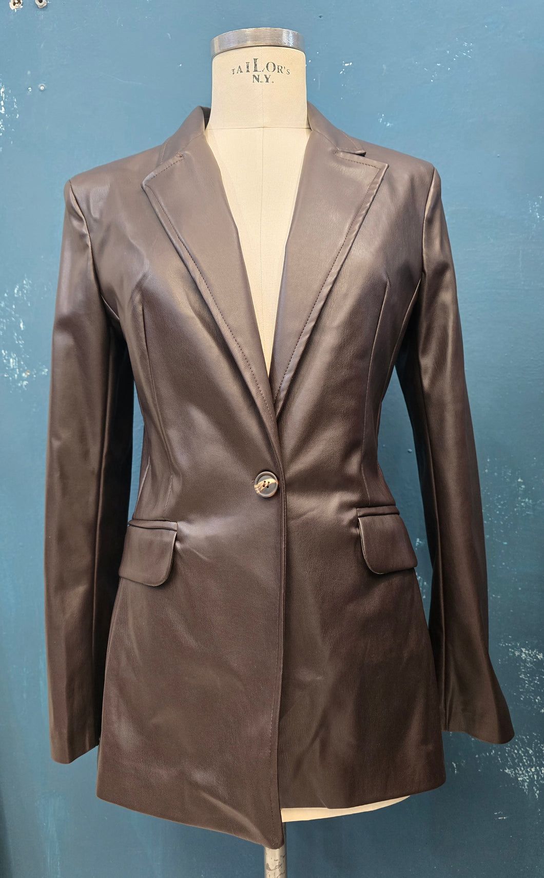 Giacca Ecopelle Avvitata Marrone