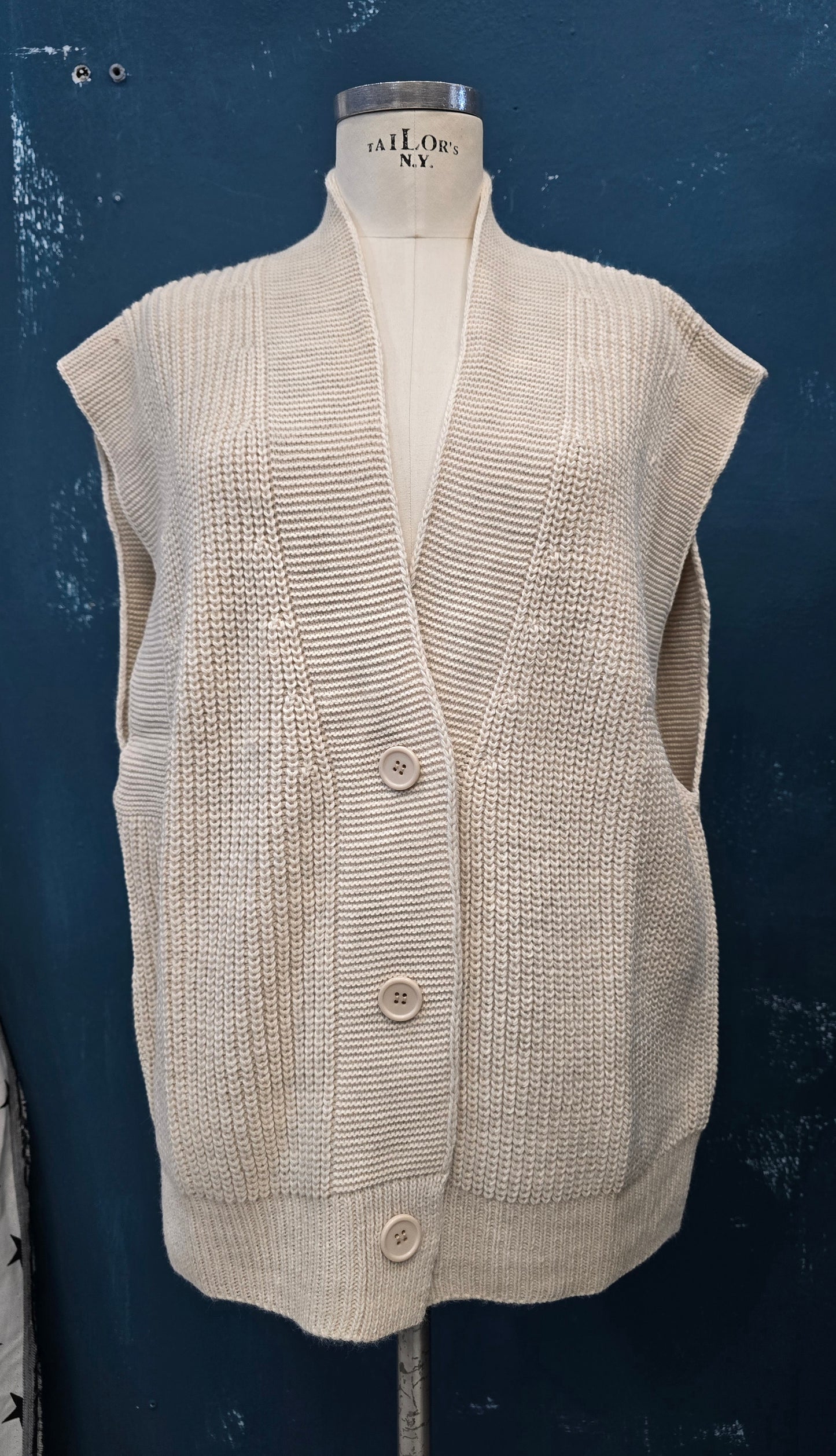 Gilet Maglia Costa Inglese Lungo Abbottonato