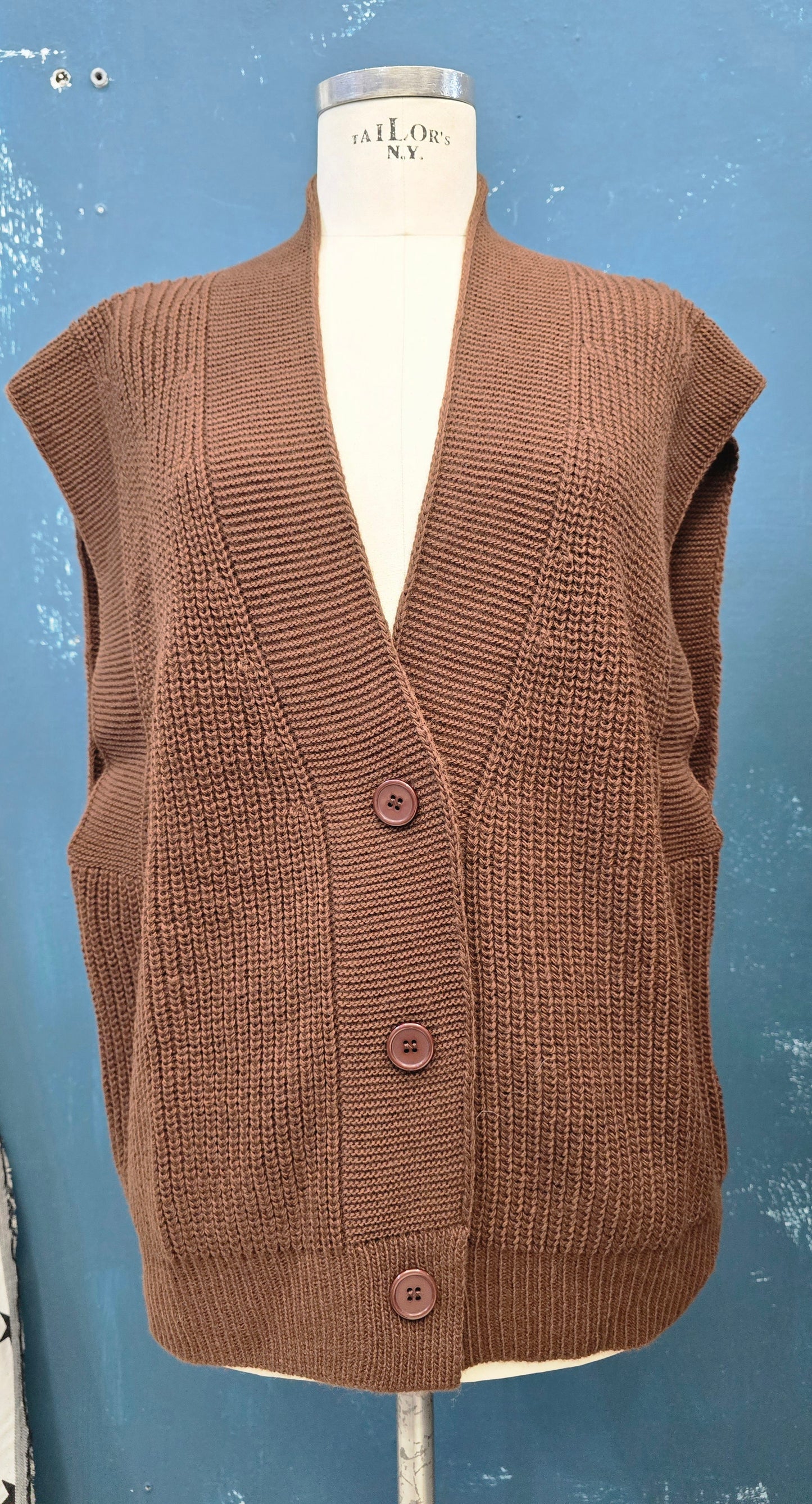 Gilet Maglia Costa Inglese Lungo Abbottonato