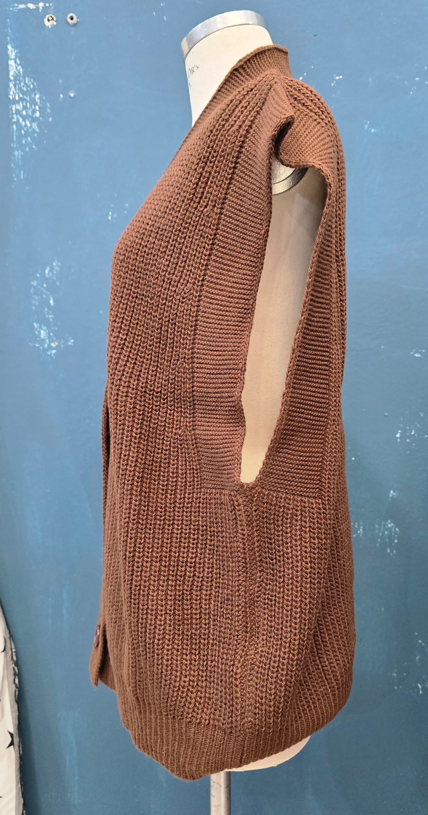 Gilet Maglia Costa Inglese Lungo Abbottonato