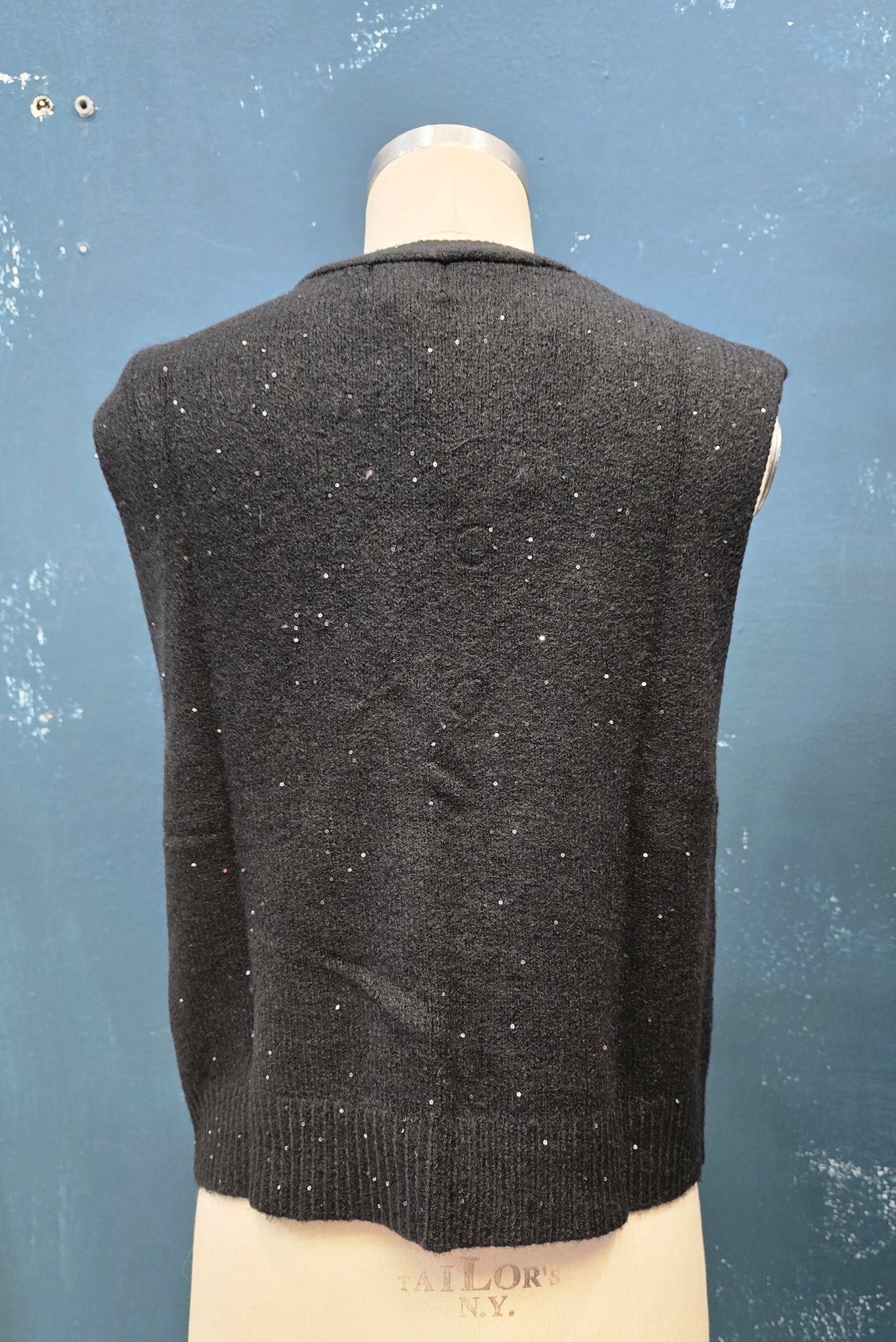 Gilet Maglia Abbottonato Paillettes Filato