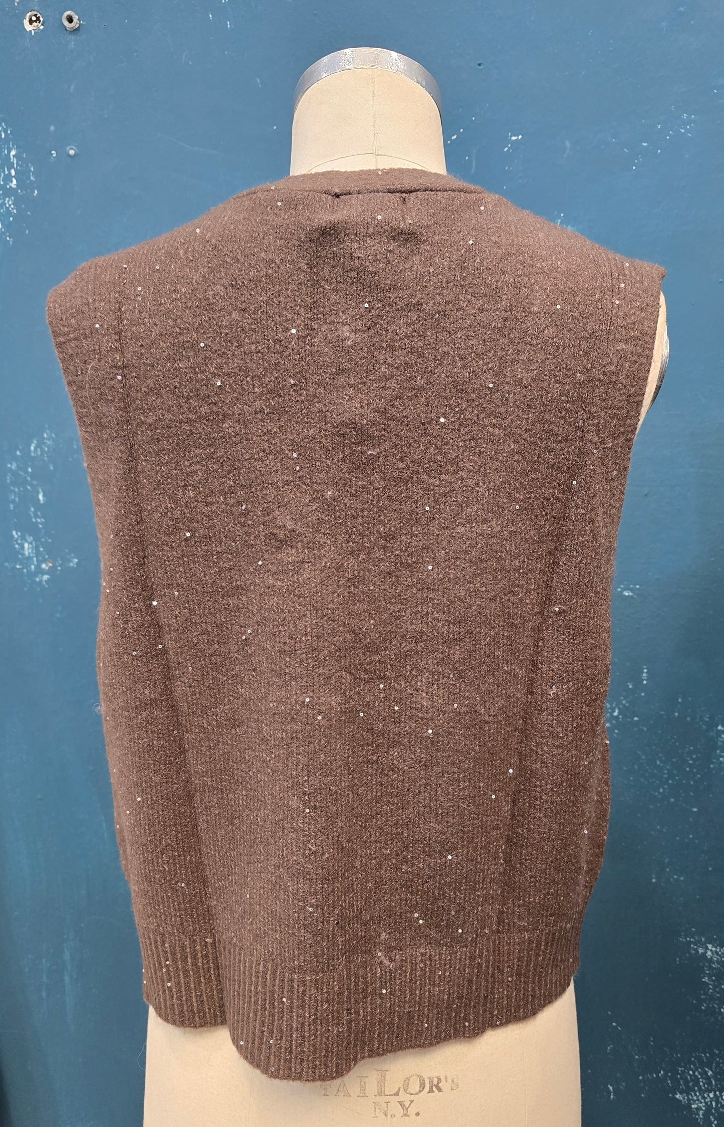 Gilet Maglia Abbottonato Paillettes Filato