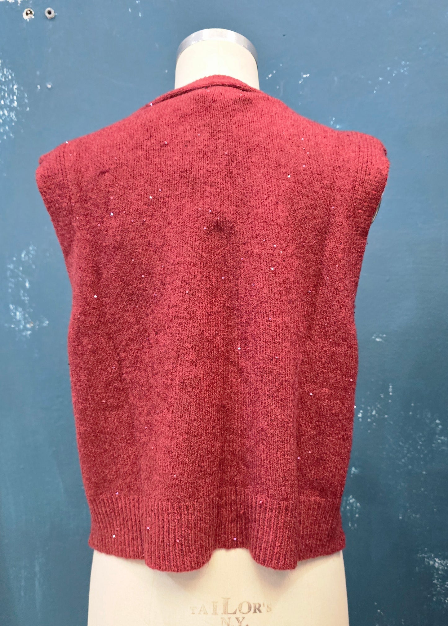 Gilet Maglia Abbottonato Paillettes Filato