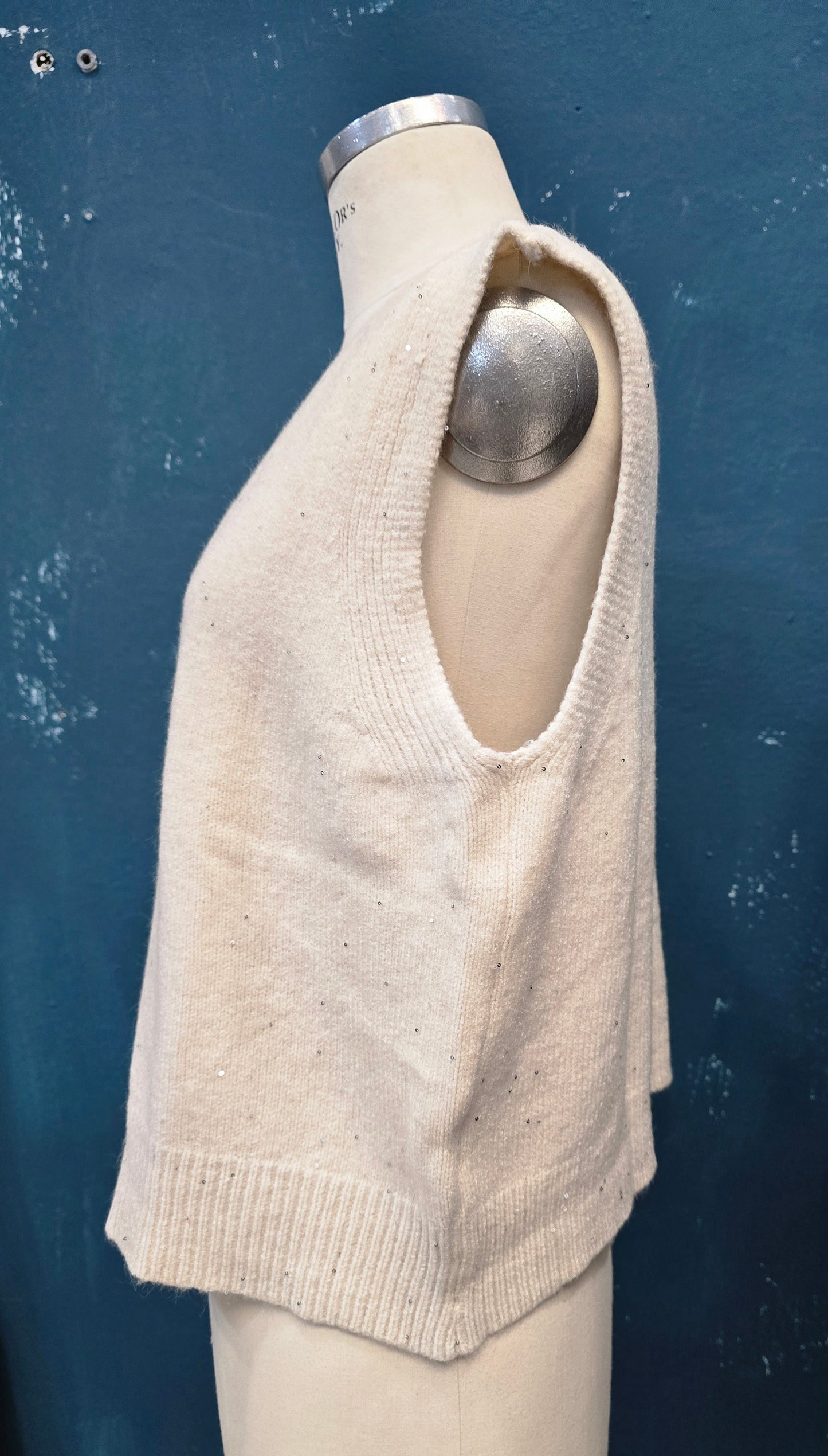 Gilet Maglia Abbottonato Paillettes Filato