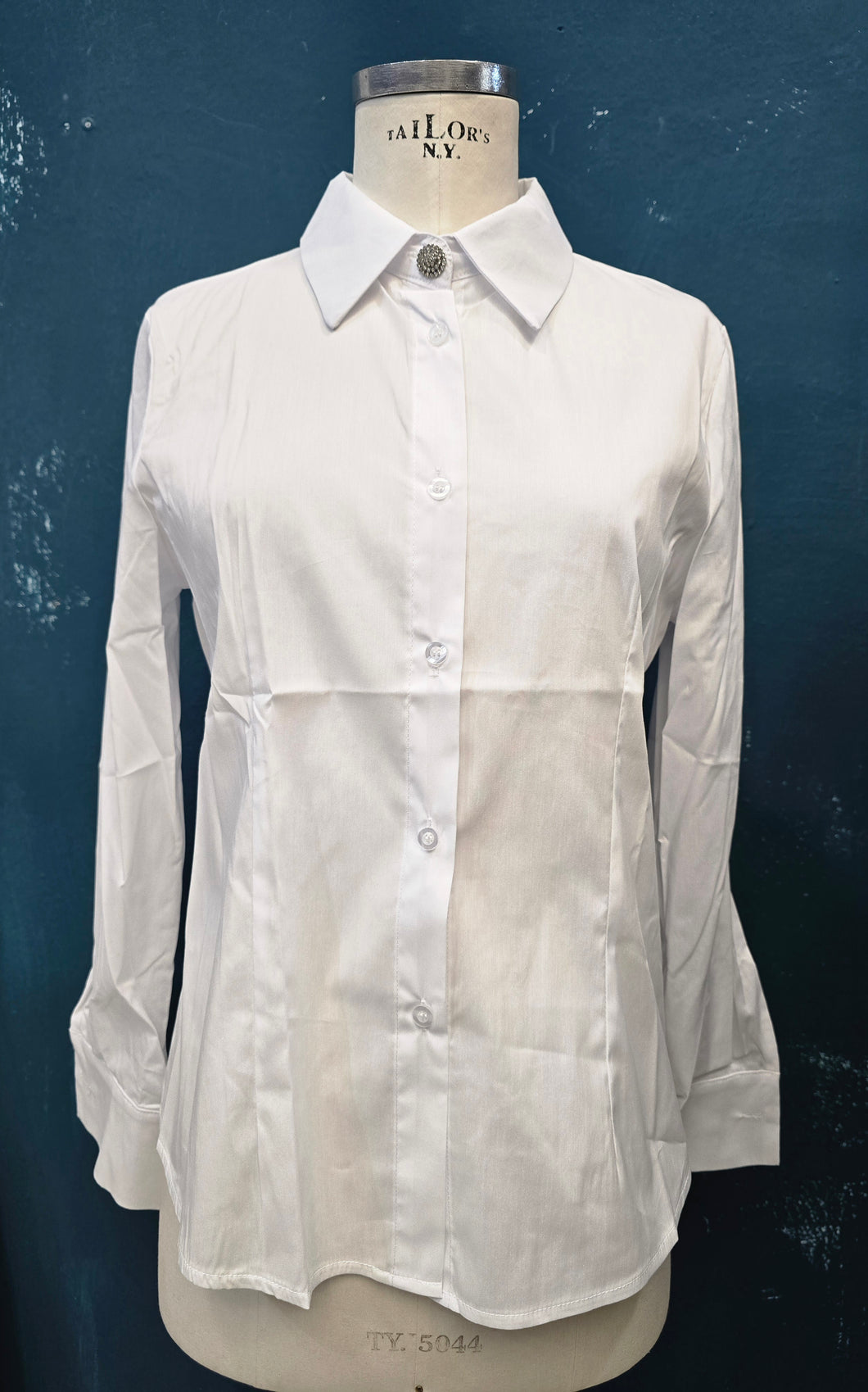 Camicia Cotone Elasticizzato Bottone Gioiello