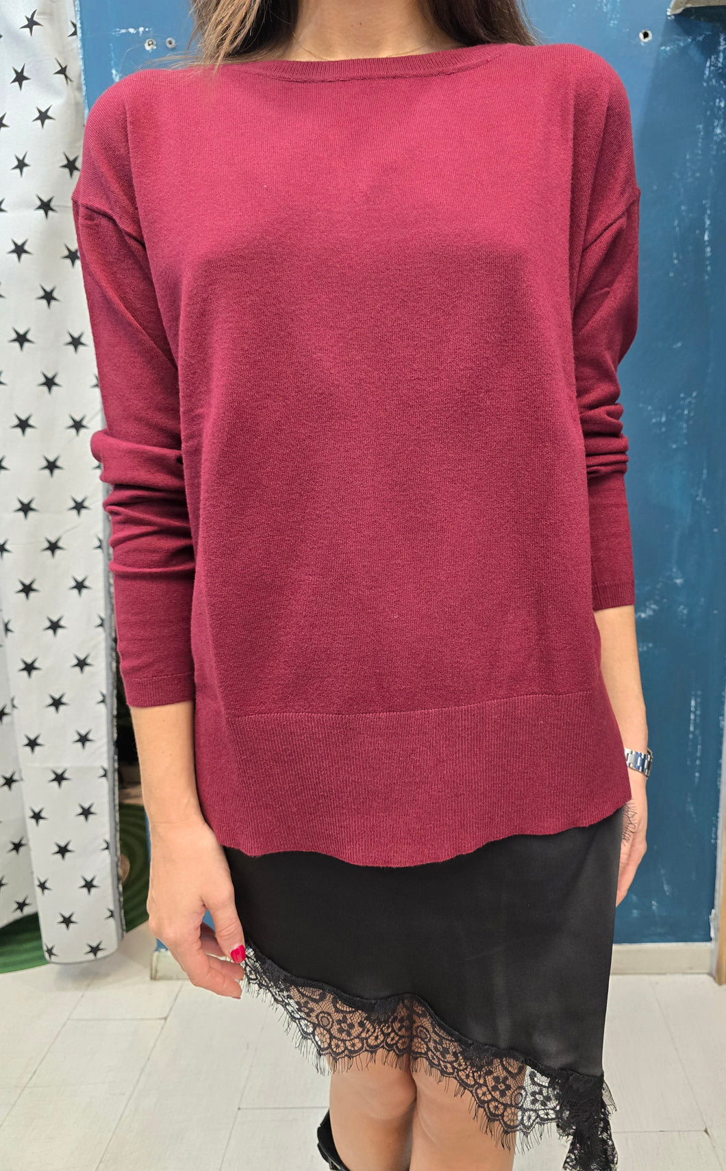 Maglia Paricollo Over Viscosa Spacchetti