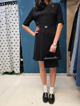 Carica l&#39;immagine nel visualizzatore di Gallery, Borsa Mini Ecopelle Goffrata Nera Catenina Argento
