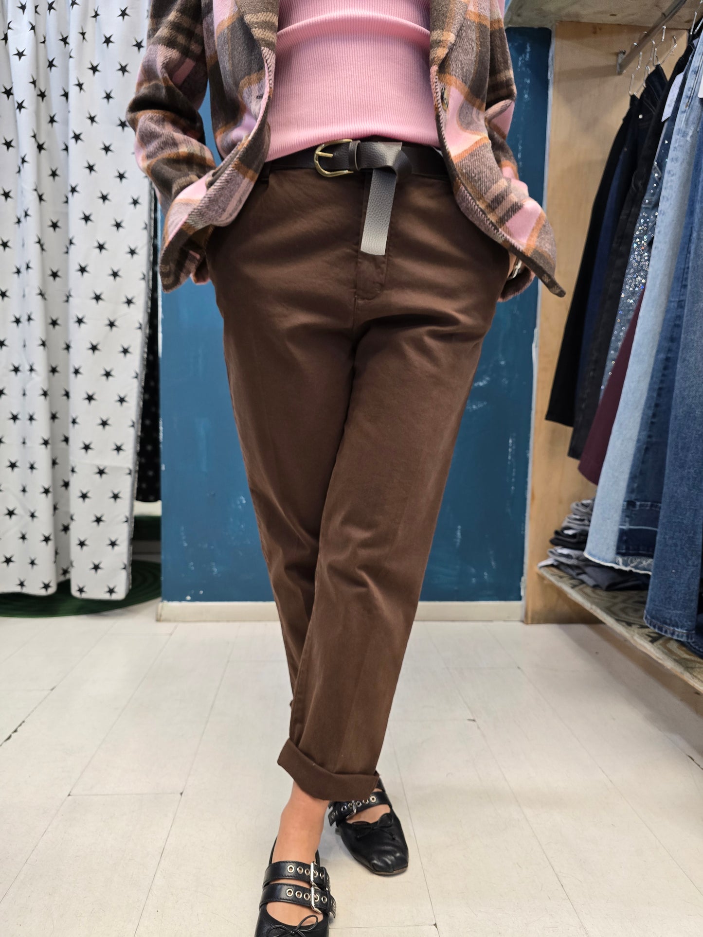 Pantalone Chinos Canvas Cotone Elastico Cinturino