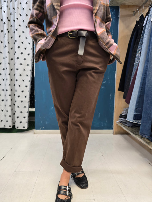 Pantalone Chinos Canvas Cotone Elastico Cinturino