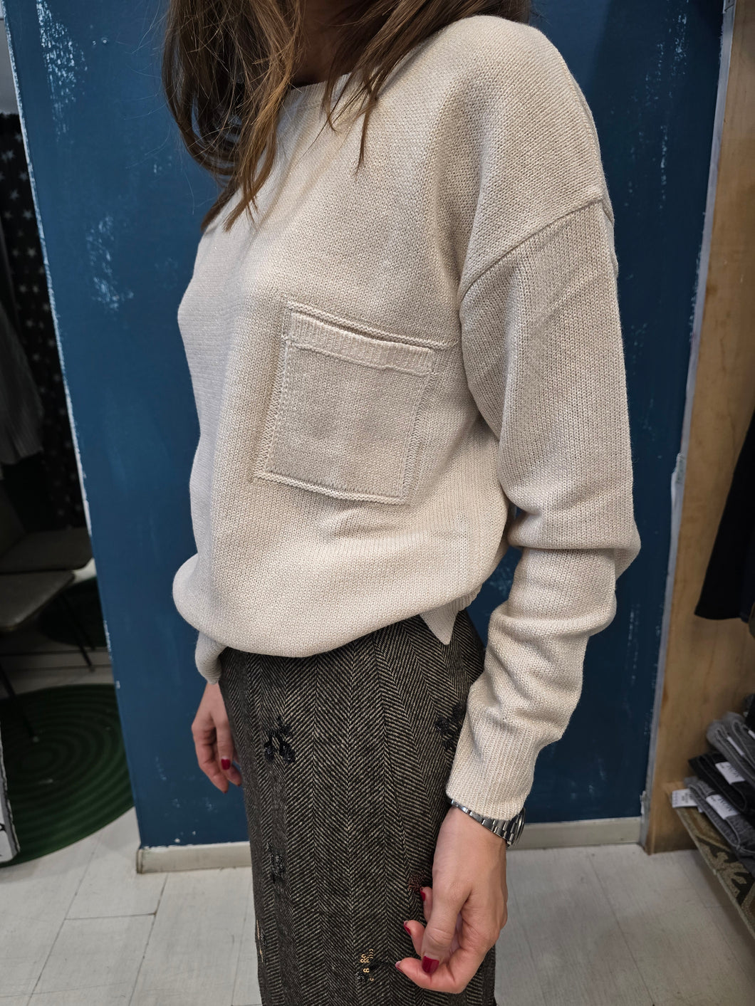 Maglia Paricollo Lana Lurex Taschino Spacchetti