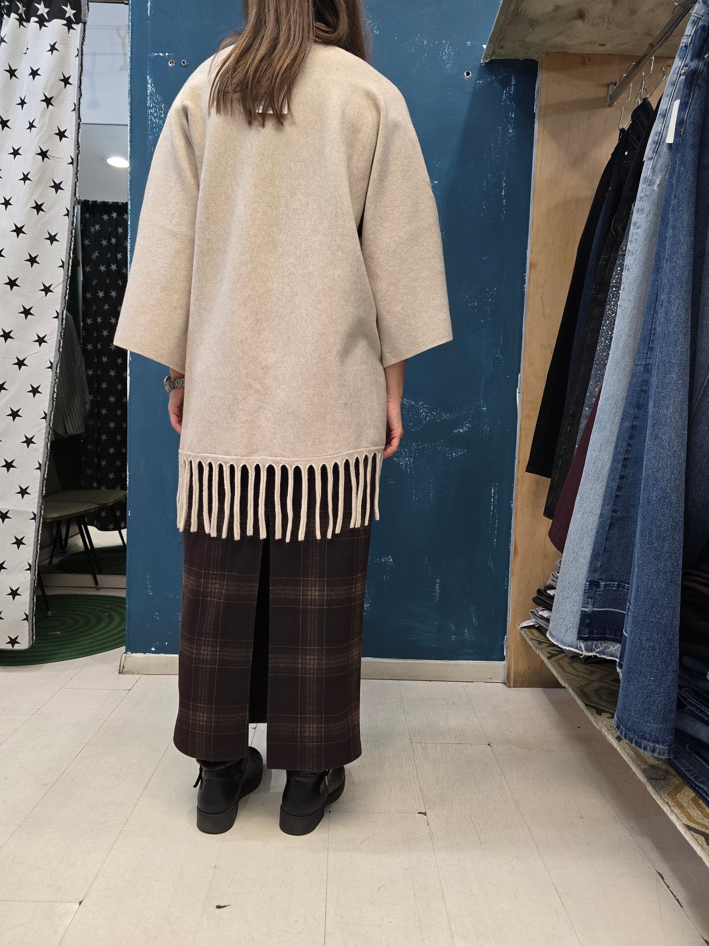 Cappa Viscosa Pesante Frange Taglia Unica