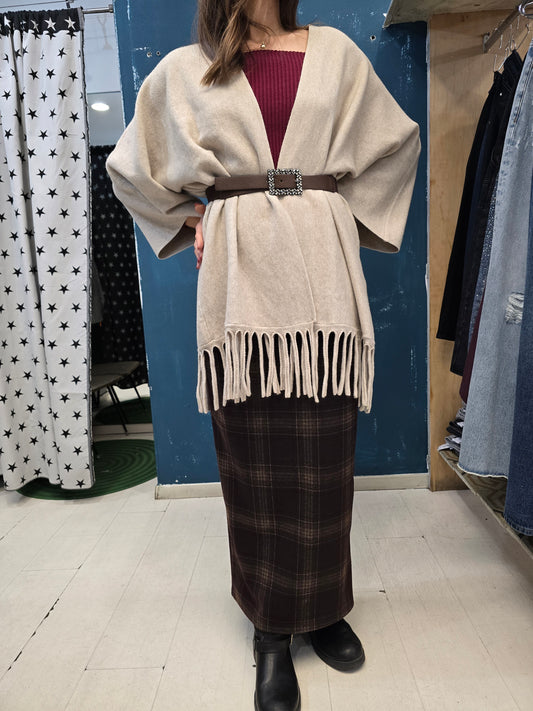 Cappa Viscosa Pesante Frange Taglia Unica