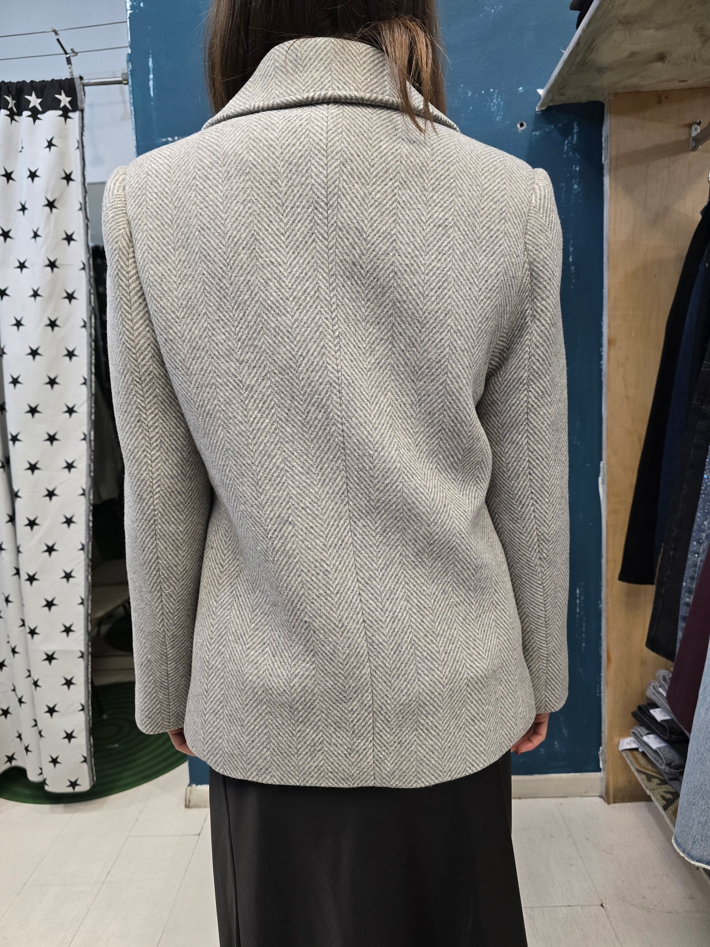 Cappotto Corto Doppiopetto Pannetto Spigato 50% Lana