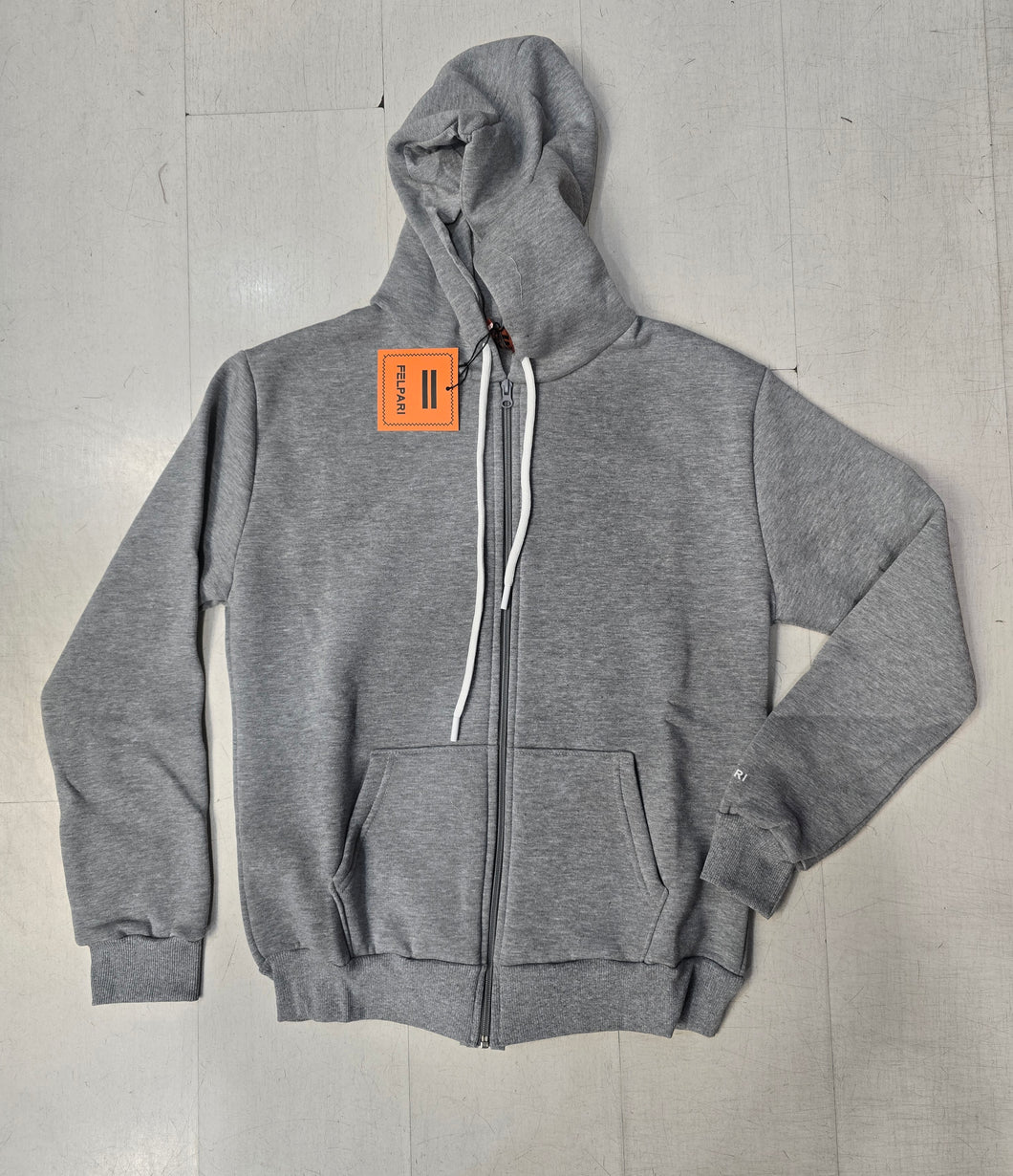 Felpa Cotone Felpato Cappuccio Tascone Zip Verde