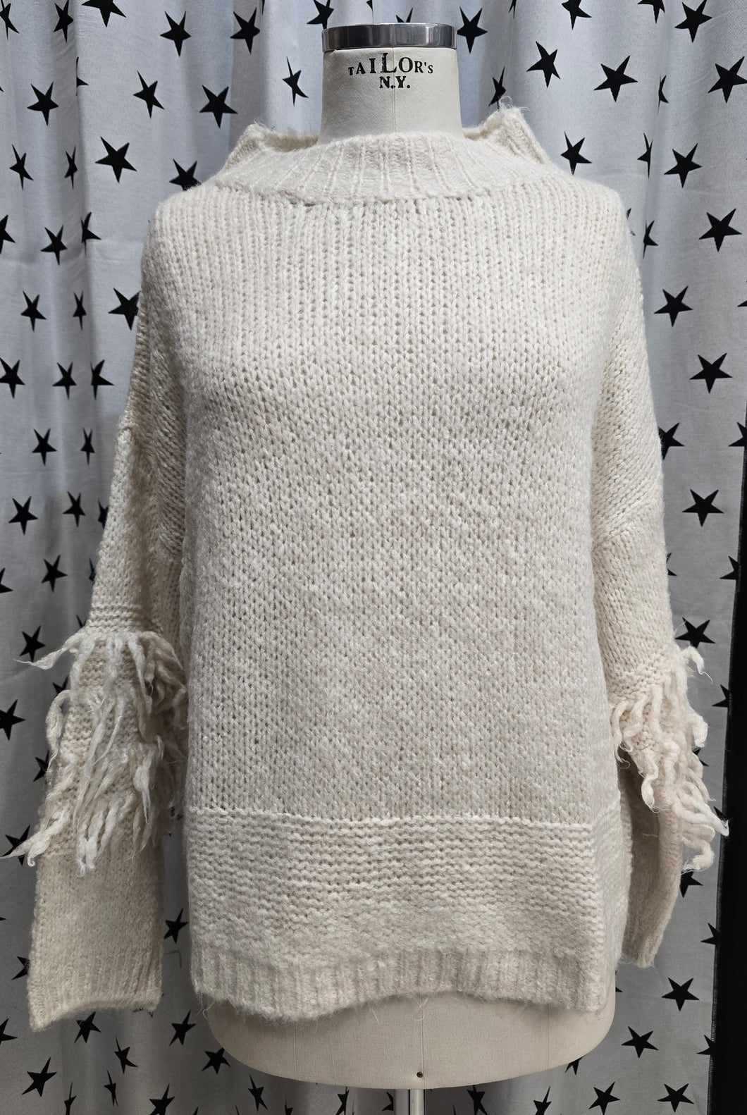 Maglia Calda con Frange sulle Maniche