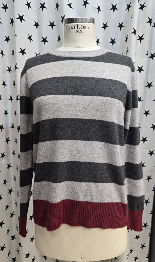 Maglia Rigata Paricollo Misto Lana Cashmere