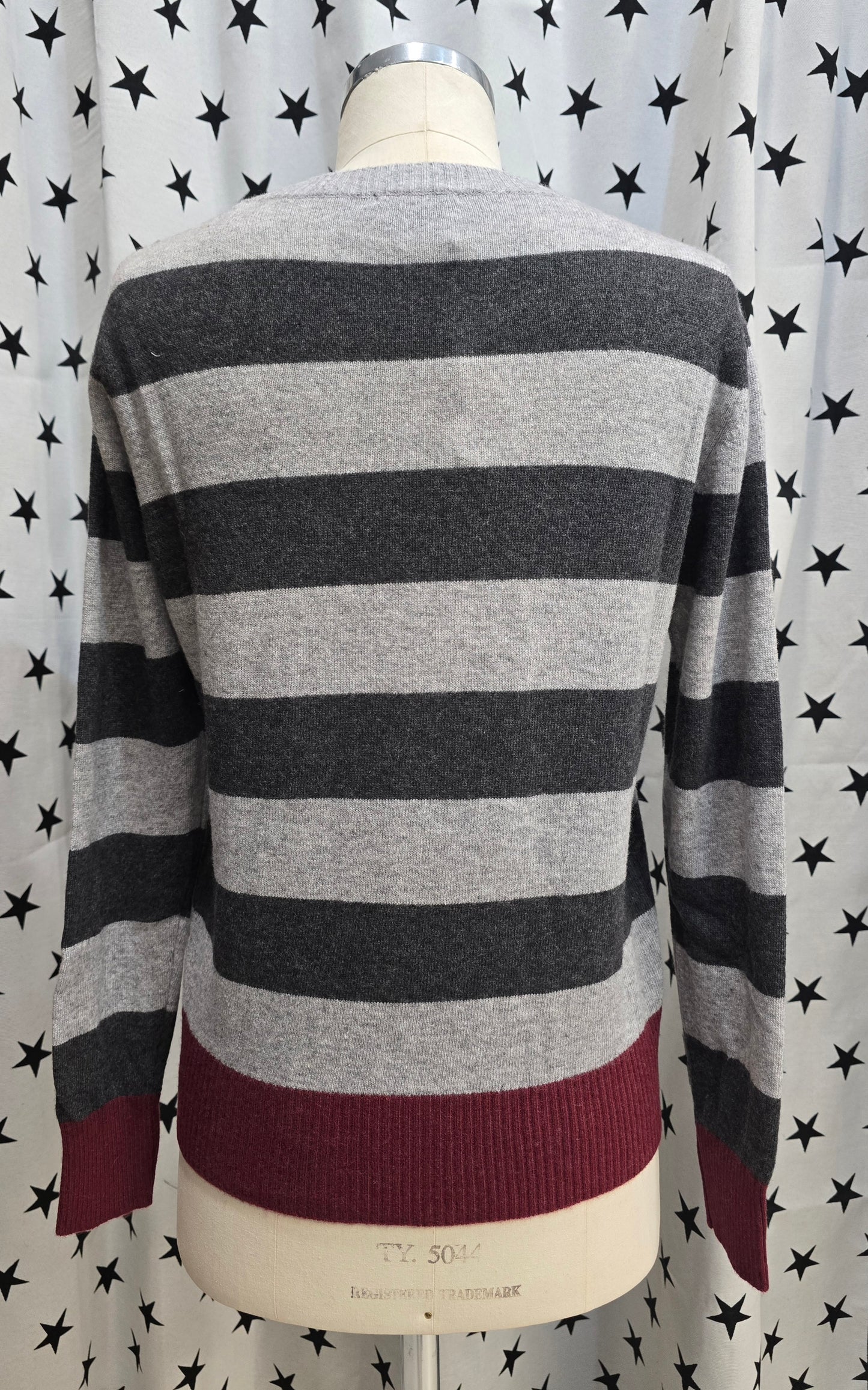 Maglia Rigata Paricollo Misto Lana Cashmere