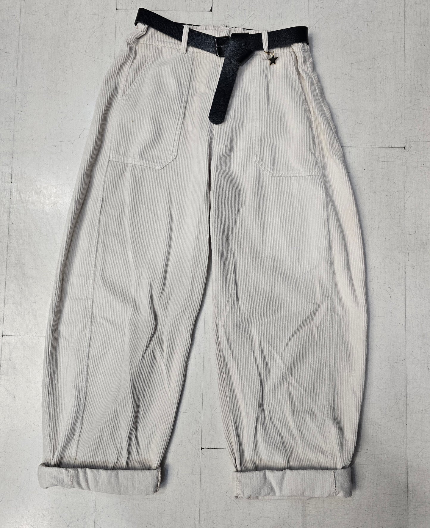 Pantaloni Velluto Rigato Ovetto Cinturino Elastico