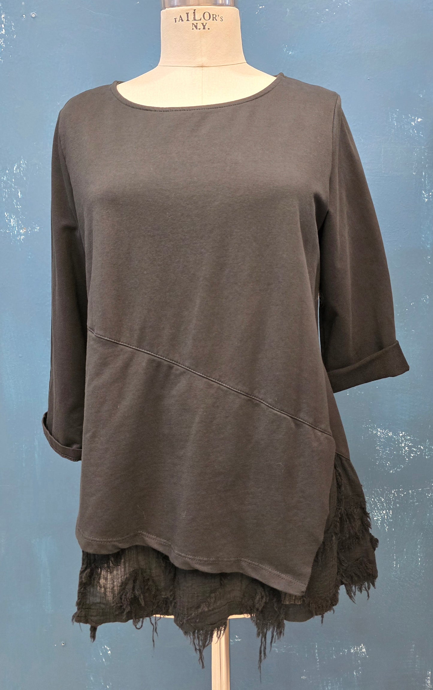 Maglia Cotone Garzato Trapezio Gala Garza Nero