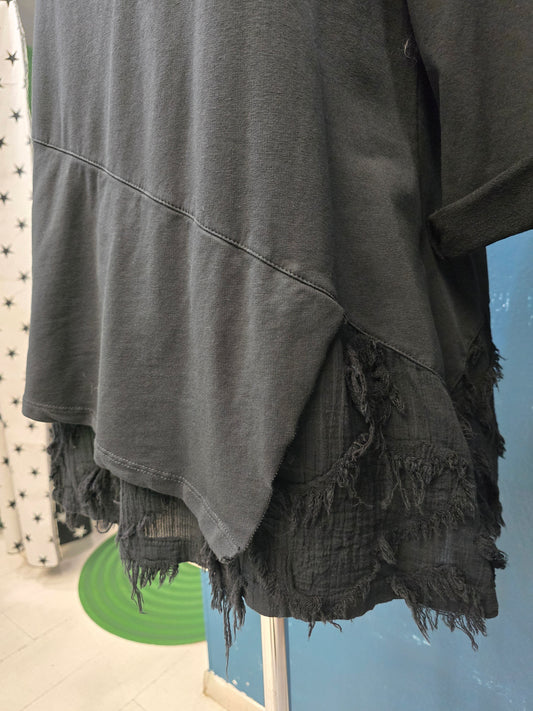 Maglia Cotone Garzato Trapezio Gala Garza Nero