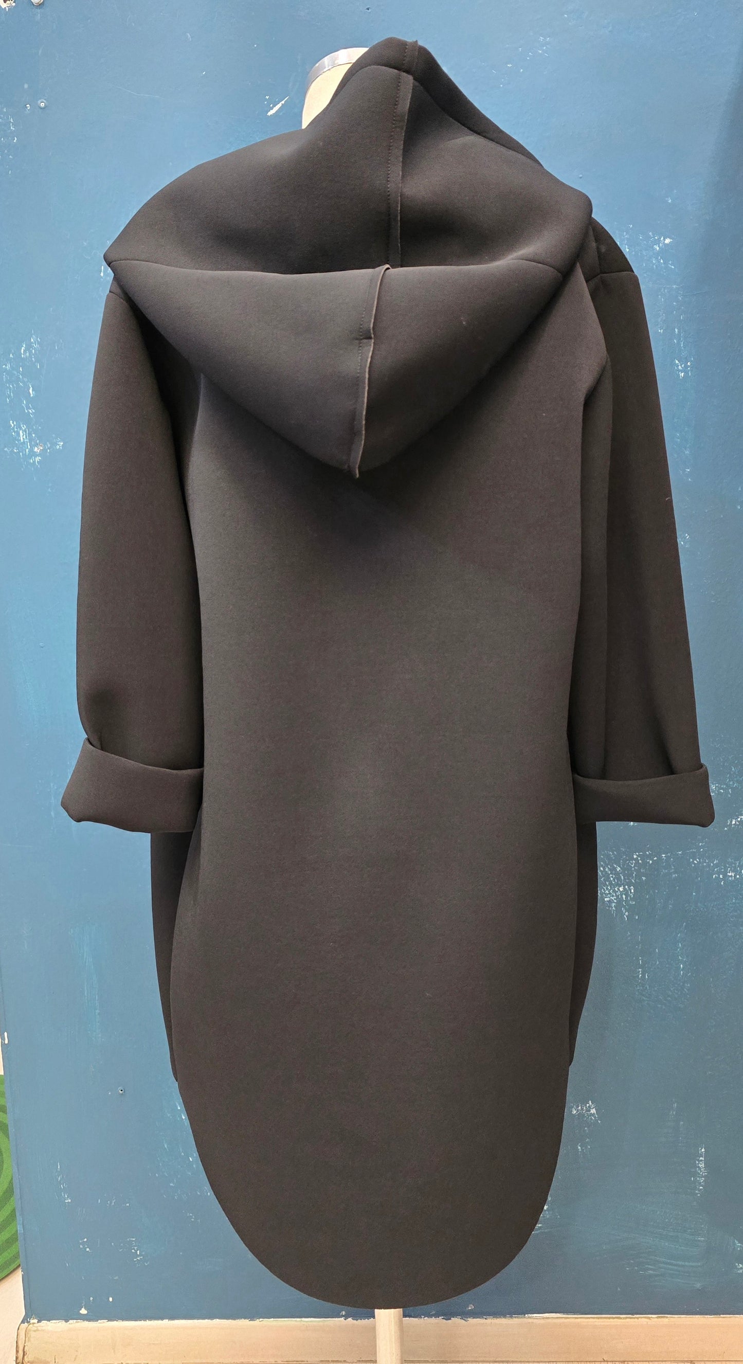 Giubbotto Scuba Felpa Lunga Cappuccio Zip Nero