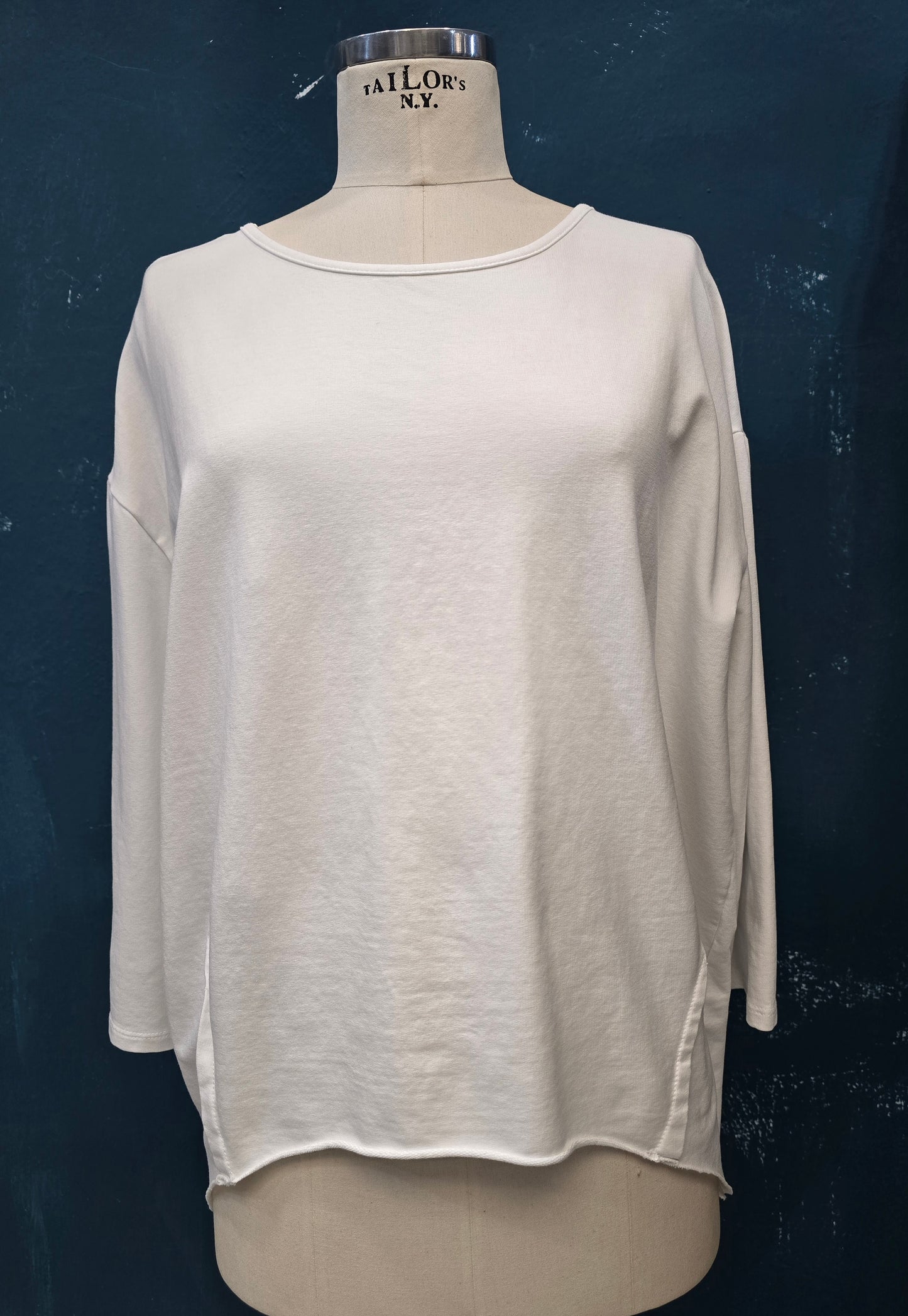 Maglia Cotone Garzato Ovetto Spacco Dietro