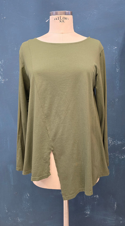 Maglia Cotone Svasata Orlo Asimmetrico