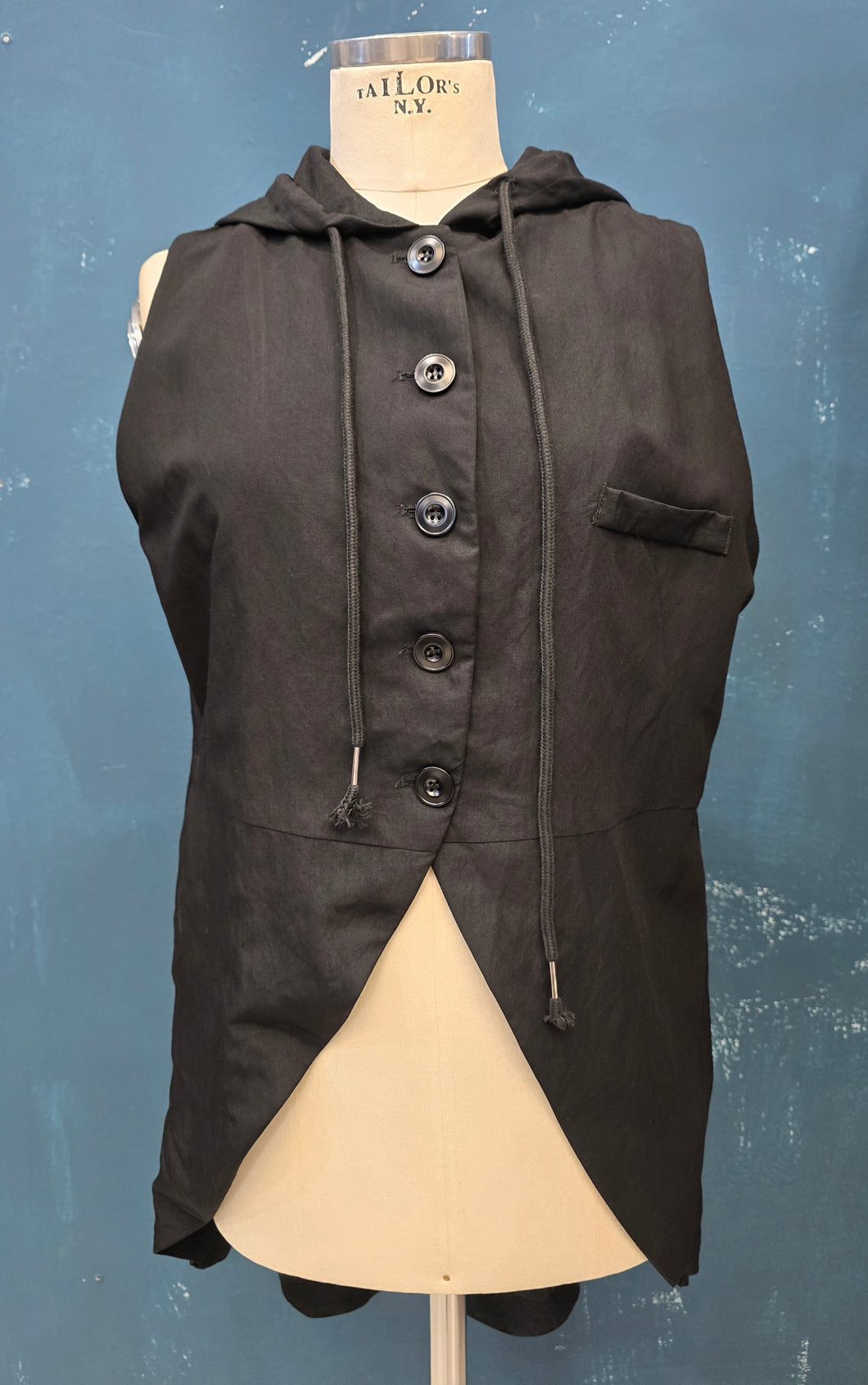 Gilet con Cappuccio Nero