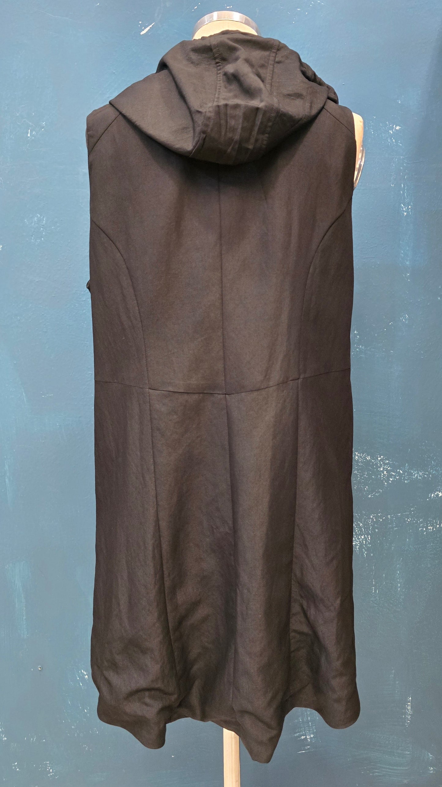 Gilet Abbottonato Cappuccio Nero