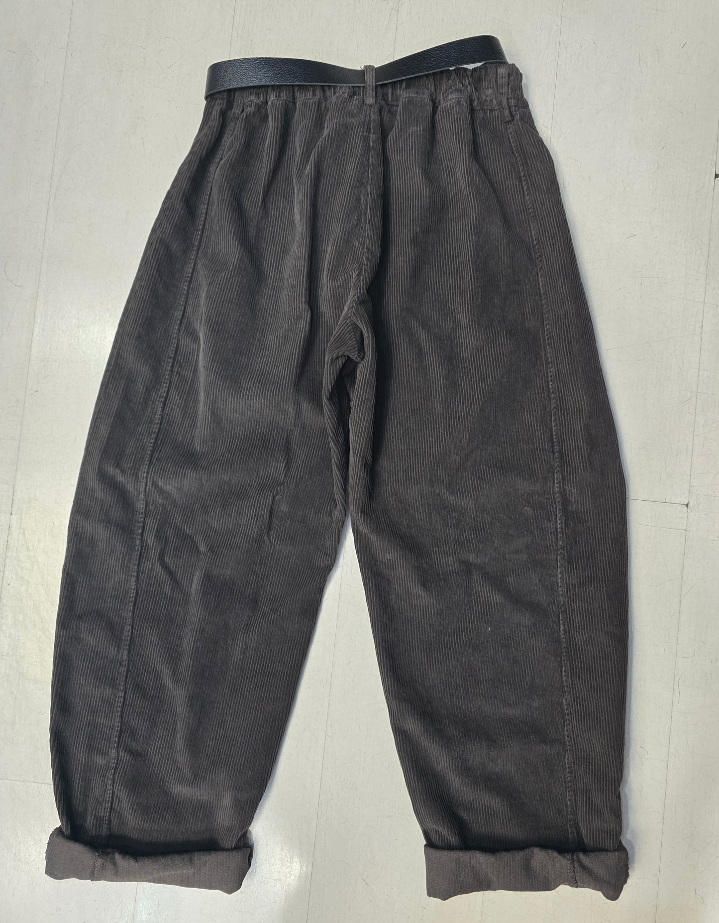Pantaloni Velluto Rigato Ovetto Cinturino Elastico